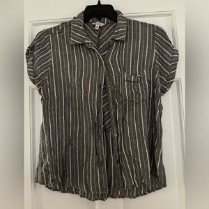 Lucky Brand Black and Cream Top, Size Medium